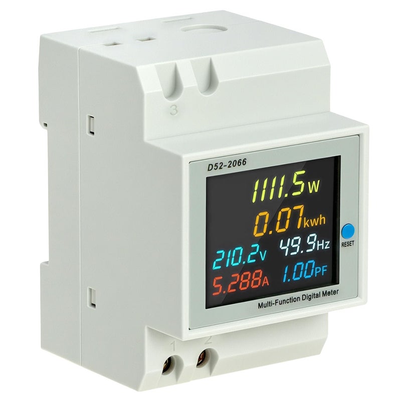 QWORK عداد طاقة أحادي الطور، AC 40-300V 100A لمراقبة استهلاك الكهرباء فولت ميتر لعامل القدرة والجهد والتيار KWh التردد - Image 1